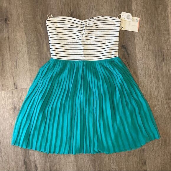 Roxy Tube Striped Mini Strapless Dress L NWT - Picture 1 of 9